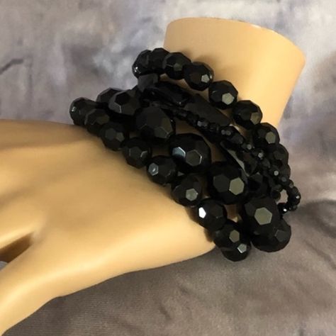 Nwt Mixit Black Beaded Bracelets Set Of 5. Can Be Worn Individually Or Stacked Together. Chunky Bangles, Black Cuff Bracelet, Coil Bracelet, Faux Pearl Bracelet, Black Beaded Bracelets, Bangles Set, Brown Bracelet, Turquoise Bead Bracelet, Bracelets Set