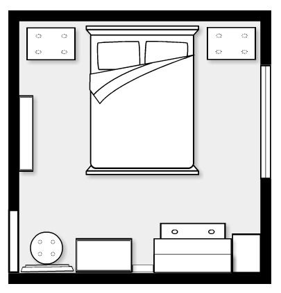 Client Bedroom Design for Small Space Living - Satori Design for Living Rectangle Bedroom Layout, Rectangular Bedroom Layout, 10x10 Bedroom Design, 10x10 Bedroom Layout, 10x10 Bedroom, Rectangular Bedroom, Rectangle Bedroom, Living Room Floor Plans, Condo Bedroom