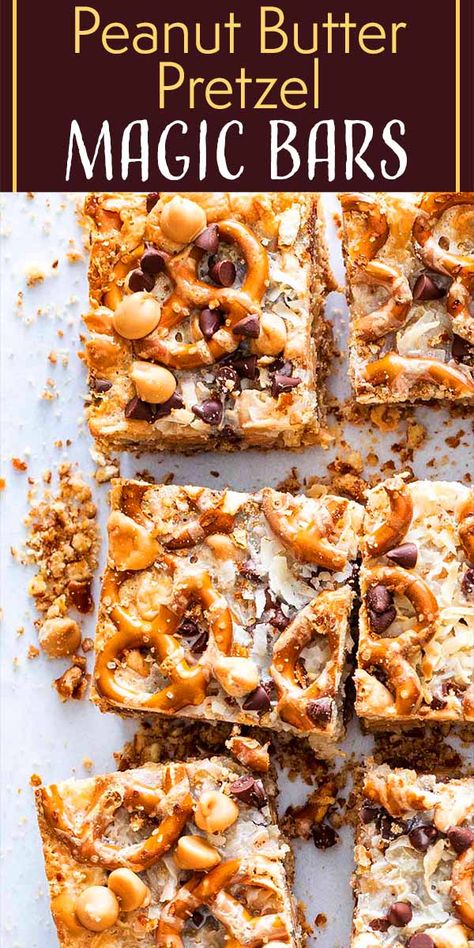 Condensed Milk Bars Recipes, Pretzel Crust Dessert Recipes, Sweetened Condensed Milk Bars, Recipes Using Pretzels, Pretzel Magic Bars, Magic Bars Recipe, Pretzel Desserts, Pretzel Bars, Pretzel Cookies