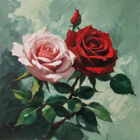 Red Roses Painting, Red Rose Painting, Rose Painting Acrylic, Pencil Colour Painting, Paintings Diy, Acrylic Flower Painting, Acrylic Portrait Painting, Doodle Art Flowers, Painting The Roses Red