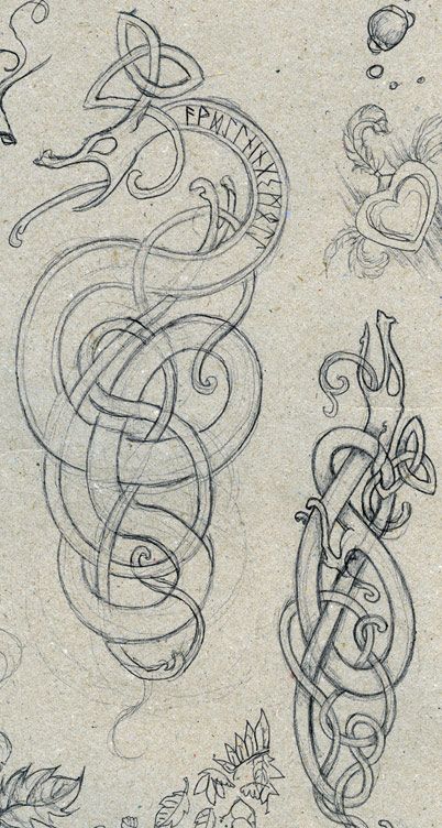 Viking dragons by ~Devilry on deviantART Viking Knotwork, Arte Viking, Viking Tattoo Symbol, Norse Design, Viking Pattern, Symbole Viking, Tattoo Dragon, Viking Dragon, Norse Symbols