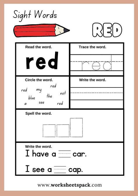 Sight word worksheets for Kindergarten and Preschool. Sight Word Printables Free, Sight Word Worksheet, Kindergarten Sight Words List, Read Write Inc, Sight Words Worksheets, Senses Preschool, Sight Word Readers, Sight Word Sentences, Word Family Worksheets