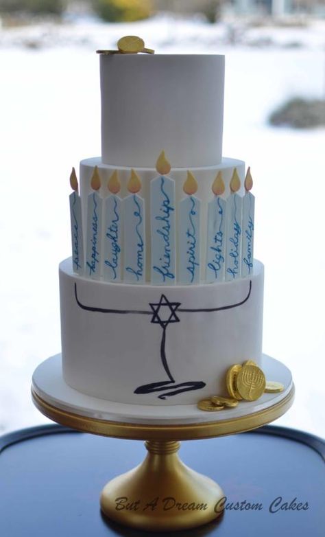 Hanukkah Cake - cake by Elisabeth Palatiello Hanukkah Baking, Hanukkah Cake, Hanukkah Desserts, Hanukkah Dinner, Jewish Holiday Recipes, Hanukkah Party, Xmas Desserts, Jewish Celebrations, Hanukkah Food