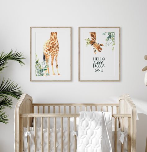 This adorable upside down giraffe prints with the Hello little one quote surrounded by botanical leaves will look fabulous in your little one's bedroom, perfectly complements neutral nursery decor styling A Safari-themed bedroom is a fantastic way to make their space fun and engaging. This Set would be the perfect addition to a baby Boy or Girl bedroom or playroom. Neutral Baby Decor, Nautical Nursery Boy, Safari Wall Art, 1 Samuel 1 27, Safari Art, Safari Nursery Prints, Nautical Nursery Decor, Giraffe Nursery