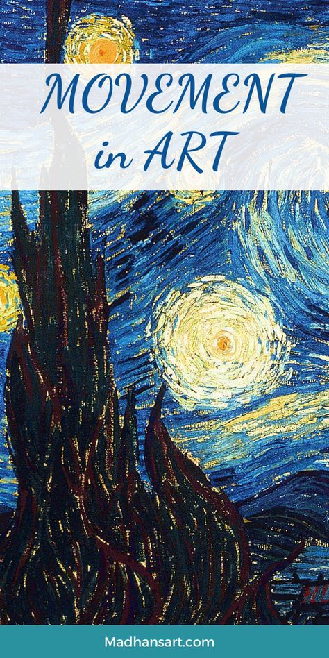 Movement is one of the principles of art that refers to the way the eye moves through a piece. By understanding and using movement correctly, you can control the viewer's experience and create artwork that is more dynamic and interesting. There are many different ways to create movement in your work, so read on to learn more about this important principle of art. Movement In Painting, Abstract Movement Art, Art Movement Paintings, Movement Art Projects, Movement Principle Of Design, Movement Art Design, Movement Art Drawing, Principles Of Design Movement, Principle Of Art