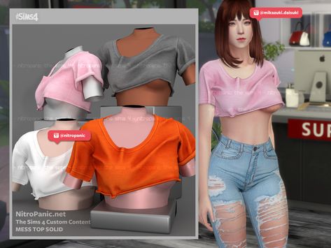 Mess Top SOLID for The Sims 4 Sims Folder, Sims 4 Anime, Sims 4 Cas Mods, The Sims 4 Packs, Cc Sims4, Free Sims 4, Sims 4 Download, Sims 4 Expansions, Sims 4 Cc Folder