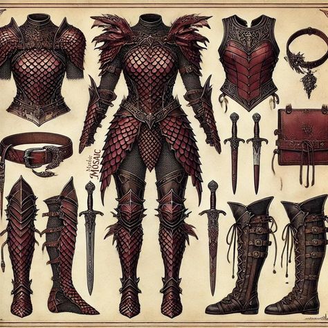 Scalemail Armor Dnd, Scale Mail Armor Dnd, Dragon Armor Female, Dragon Rider Outfit, Dragon Armour, Magic Outfits, Dnd Character Design, Dress Armor, Armor Ideas