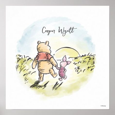 $21.50 | Personalized Watercolor Pooh & Piglet #winnie the pooh, baby shower, winnie the pooh baby shower, gender neutral baby shower, baby boy, baby girl, disney, woodland, welcome sign, piglet Piglet Tattoo, Piglet Drawing, Winnie The Pooh Themes, Pooh And Piglet, Disney Baby Shower, Pooh Piglet, Cute Winnie The Pooh, Pooh Quotes, Unique Baby Shower