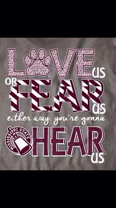 Love us, Fear us, Either way you'll hear us! Tiger Shirts, Pep Club, Cheer Posters, Cheer Signs, Spirit Signs, Hail State, Cheerleading Shirts, Cheer Camp, Cheer Mom Shirts