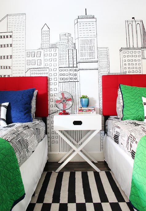 If you're looking for ideas for a boy's bedroom decor, check out this Lego themed bedroom by Classy Clutter! Boys Lego Bedroom Ideas, Lego Bedroom Ideas, Lego Boys Room, Boys Lego Bedroom, Boys Lego Room, Lego Bedroom Decor, Lego Themed Bedroom, Bedroom Ideas For Boys, Red Headboard