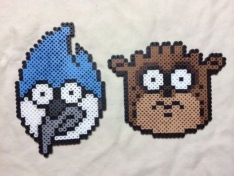 Rigby Regular Show, Mordecai And Rigby, Magnet Ideas, Lego Mosaic, Perler Creations, Pixel Beads, Easy Perler Beads Ideas, Hamma Beads, Beads Candy