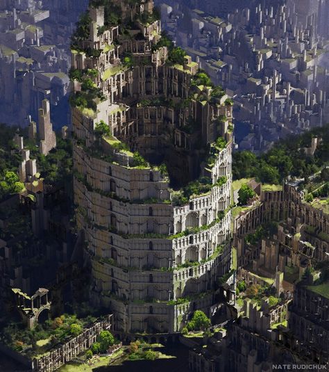 ArtStation - Temple ruins, Nate Rudichuk Bangunan Minecraft, Temple Ruins, Minecraft Blueprints, Minecraft Architecture, Fantasy City, Fantasy Castle, Fantasy Setting, Fantasy Places, Fantasy Art Landscapes