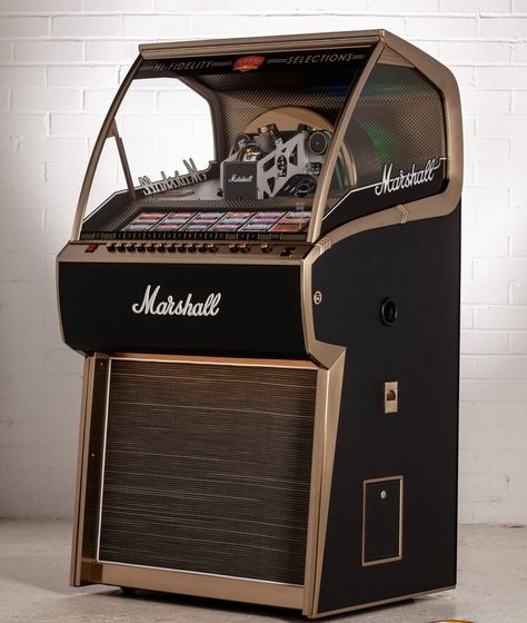 Marshall Vinyl Jukebox — Amplify Your Style Marshall Logo, Vinyl Player, Guitar Amps, Juke Box, Jukeboxes, Vintage Guitar, Music Boxes, Hi-fi, Record Players