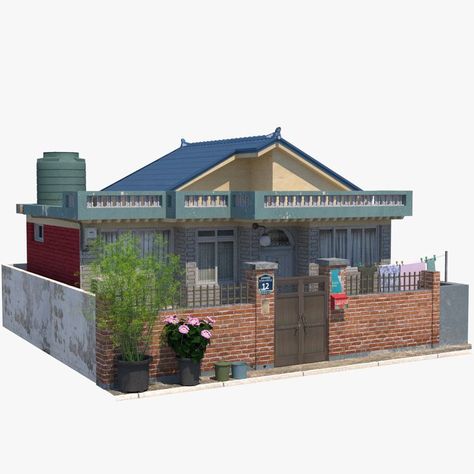 Korean Townhouse, Japanese Apartment Exterior, Korean House Exterior, Japanese Apartment Building, Bloxburg Town, Japanese Apartment, Asian House, Korean House, Japanese Home Design