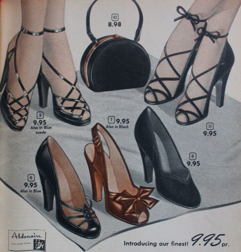 1950s fancy sandal heels                                                                                                                                                     More 1950 Heels, 1950s Shoes Women, 50's Shoes, 1950 Shoes, 1950s Womens Shoes, 50s Heels, 1950s Heels, 1950s Accessories, 1950s Shoes