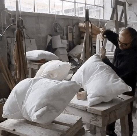 Pillow Sculpture, Marble Pillow, Amazing Gifs, Driftwood Sculpture, Marble Sculpture, Figurative Sculpture, Marble Stones, How To Make Pillows, This Guy