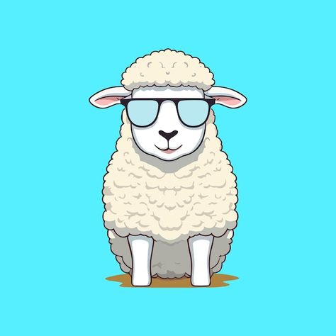 Cute sheep with glasses isolated blue ba... | Premium Vector #Freepik #vector #cartoon #meme #cartoon-illustration #funny-cartoon Placa Pix, Meme Cartoon, Sheep Vector, Illustration Funny, Logo Psd, Cute Sheep, Technology Icon, Vector Cartoon, Card Banner