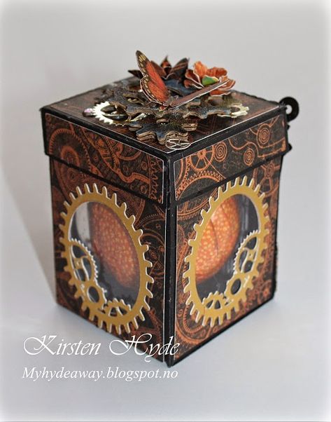 My Craft and Garden Tales: Steampunk gift box with template Making Boxes, Steampunk Cards, Terry's Chocolate Orange, Do Something Different, Pop Up Box Cards, Birdcages, Step Cards, Magic Box, Altered Boxes