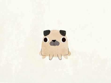 Pug Doodle Easy, Pug Cute Drawing, Simple Pug Drawing, Cute Pug Illustration, Cute Pug Art, Pug Illustration Cute, Pug Cartoon Drawing, Pug Drawing Easy, Pug Art Illustration