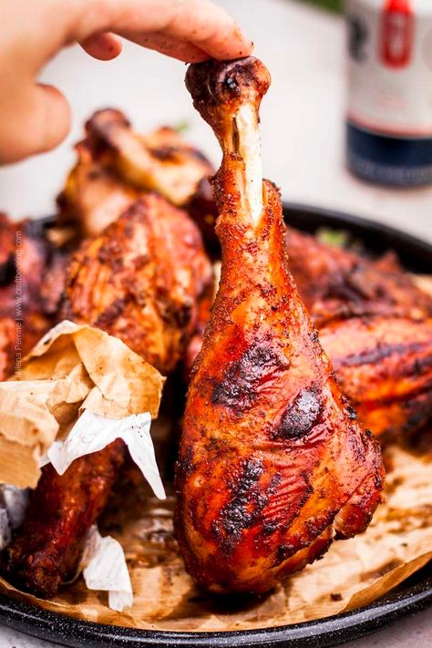 Turkey Drumstick Recipe, Smoked Turkey Brine, Roasted Turkey Legs, Turkey Cooking, Turkey Leg Recipes, Turkey Drumsticks, Smoked Turkey Legs, Smoked Bbq, Smoked Turkey Recipes