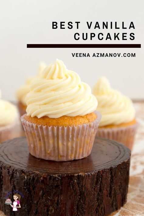 This is the best vanilla cupcake recipe you will ever need. The light and airy texture come from using oil and water in the batter. With just the right amount of sugar, these are not overly sweet so you can enjoy these with or without frosting. A simple and easy recipe you will be making over and over. #vanilla #cupcakes #recipe #vanillacupcakes #cupcakerecipe #bestcupcakes #vanillacupcakesrecipe French Buttercream Frosting, Best Vanilla Cupcake Recipe, Vanilla Frosting Recipes, Easy Vanilla Cupcakes, Buttercream Recipes, French Buttercream, Children Cake, Vanilla Cupcake Recipe, Buttercream Frosting Recipe