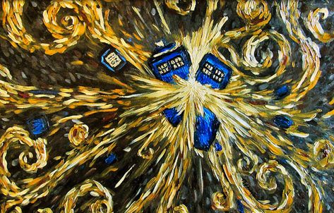 Community: 15 Pop Culture Riffs On Van Gogh Tardis Van Gogh, Wallpapers Night, Doctor Who Wallpaper, The Tardis, Doctor Who Tardis, Eleventh Doctor, Van Gogh Paintings, Wibbly Wobbly Timey Wimey Stuff, Timey Wimey Stuff