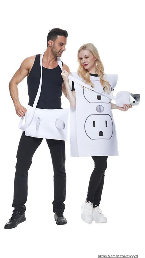 Halloween Outfits For Men, Plug And Socket Costume, Couple Humor, Easy Couples Costumes, Funny Couple Costumes, Police Costume, Couple Costume, Couples Costume, Couples Outfit