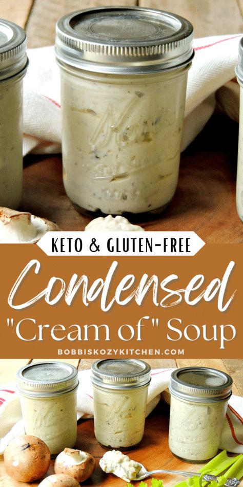 Homemade Condensed Cream Of Soup Recipe (Keto Version Included) Cream Soups Keto, Keto Cream Of Chicken Soup Condensed, Keto Cream Soup Recipe, Keto Cream Of Chicken Soup Recipes, Keto Cream Soup, Keto Cream Of Chicken Soup, Keto Cream Of Chicken, Keto Cream Of Mushroom Soup, Cream Of Soup