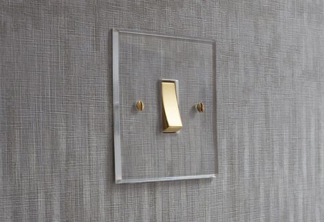 Focus SB Prism clear faceplate with flame polished bevelled edges offers a quality light switches accessory ideal for decorative luxury interior wallcoverings. Modern Light Switches, Designer Light Switches, Decorative Light Switch Covers, Clear Plates, Switch Design, Light Switches, Home Upgrades, Furniture Details, Light Switch Plates