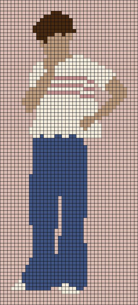 Pixel Art Pattern Harry Styles, Tapestry Crochet Patterns Pixel, Tapestry Crochet Harry Styles, Harry Styles Cross Stitch Patterns, Cross Stitch Harry Styles, Harry Styles Crochet Grid, Louis Tomlinson Cross Stitch, Harry Styles Crochet Tapestry, Perler Beads Harry Styles