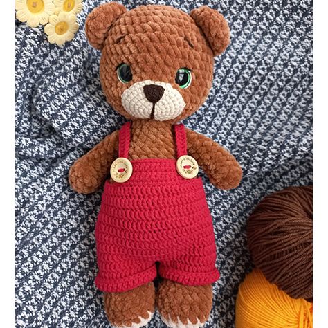 Crochet Teddy Bear Overalls, Crochet Overalls For Stuffed Animals, Crochet Teddy Bear Sweater, Crochet Teddy Bear Sweater Pattern Free, Crochet Teddy Bear Clothes, Free Crochet Teddy Bear, Crochet Overalls, Crocheted Teddy Bear, Free Crochet Amigurumi Patterns