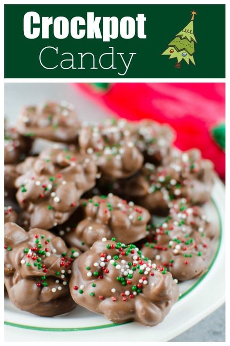 Peanut Clusters In Crockpot, Crockpot Candy Recipes, Crockpot Candy, Peanut Clusters, Chocolate Covered Peanuts, Crock Pot Desserts, Candy Recipe, Christmas Candy Recipes, Cookie Tins