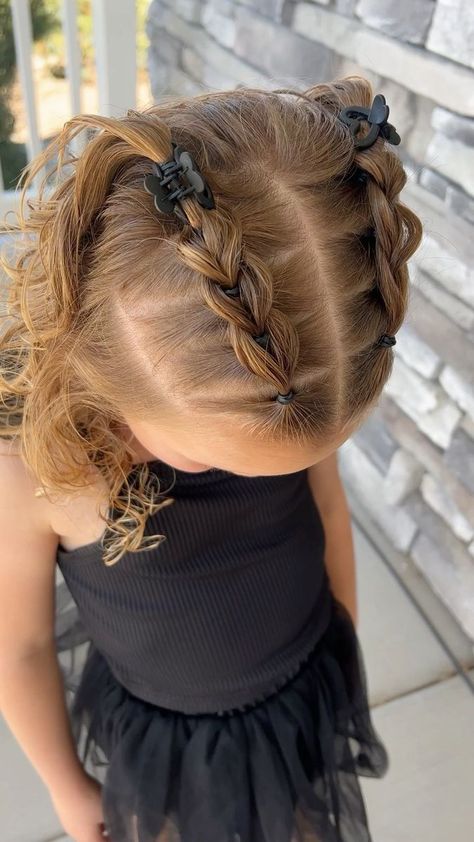 Double Pull Through Braid, Hair For Dance, Easy Toddler Hairstyles, Kids Style Hair, Cute Toddler Hairstyles, Easy Little Girl Hairstyles, Girly Hairstyles, Girl Hair Dos, Lil Girl Hairstyles