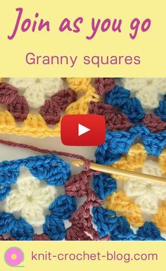 Crochet Granny Squares Together, Join Granny Squares, Joining Crochet, Crochet Joining, Joining Crochet Squares, Joining Granny Squares, Squares Design, Crochet Granny Squares, Granny Square Crochet Patterns Free