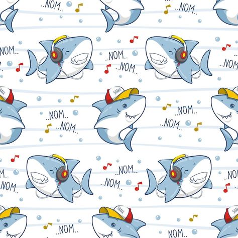 Shark Sheets, Stencil Patterns Templates, Shark Illustration, Shark Drawing, Shark Pattern, Muslin Wraps, Frame Border Design, Boys Pattern, Cute Shark