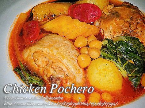 Chicken Pochero (Pocherong Manok) | Panlasang Pinoy Meat Recipes Chicken Pochero Recipe, Pork And Beans Recipe, Filipino Pork Recipes, Panlasang Pinoy Recipe, Food Filipino, Philippine Cuisine, Pork N Beans, Homemade Breads, Dominican Food