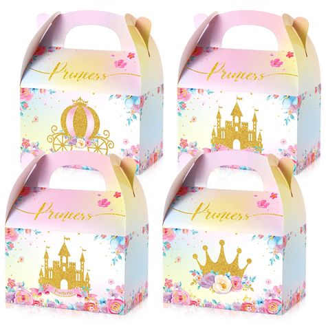 PRICES MAY VARY. Princess Party Gift Boxes: princess party favor boxes include 3 different styles of pink princess baby shower gift bags, the pink and gold castle crown carriage pattern is very suitable for party gift boxes; Different quantities are available for you to choose from to meet your various party needs Romantic Design: pink princess goodie box takes the pink princess as the theme, adopts colorful flowers and dazzling golden castle, crown and carriage patterns, with bright colors and Butterfly Fairy Party, Fairy Birthday Party Decorations, Fairy Garden Box, Pink Princess Baby Shower, Fairy Party Favors, Prince Castle, Princess And Prince, Princess Theme Birthday, Princesa Real