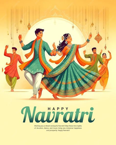 Happy Navratri and Shubh Navratri with Garba Couple celebration social media post template | Premium AI-generated PSD Garba Couple, Navratri Garba, Happy Navratri Images, Navratri Images, Social Media Post Template, Happy Wishes, Logo Psd, Happy Navratri, Free Business Card Mockup