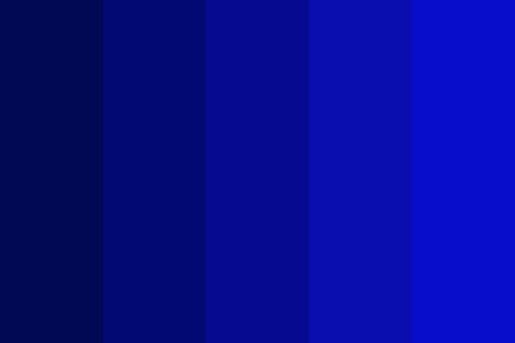 Royal Blues color palette created by 2angelgoats that consists #010854,#030972,#050a90,#0a0eae,#080dcc colors. Wedding Palette Spring, Blue Wedding Colour Theme, Ocean Color Palette, Royal Blue Colour, Blue Shades Colors, Blue Color Combinations, Dark Color Palette, The Color Blue, Blue Palette