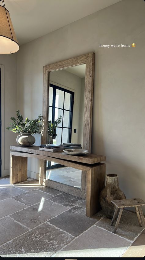 Full Length Mirror Decor Ideas, Katy Hearn, Old House Design, Bathroom Lighting Ideas, Bathroom Wallpaper Ideas, Console Table Decorating, Home Hall Design, Reclaimed Wood Dining Table, Right Light