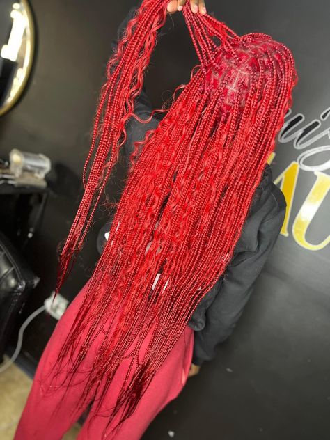 Small Red Boho Knotless Braids, Red Boho Knotless, Red Bohemian Knotless Braids, Red Boho Knotless Braids, December Braids, Red Boho Braids, Black Women Weave Hairstyles, Braiding Hairstyle, Braids Red