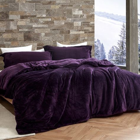 Purple Velvet Duvet Cover, Purple Velvet Comforter, Purple And Orange Bedding, Purple Velvet Bedding, Whimsigoth Bedroom Purple, Dark Purple Bedroom Aesthetic, Whimsigoth Bed, Purple Gold Bedroom, Whimsigoth Bedding