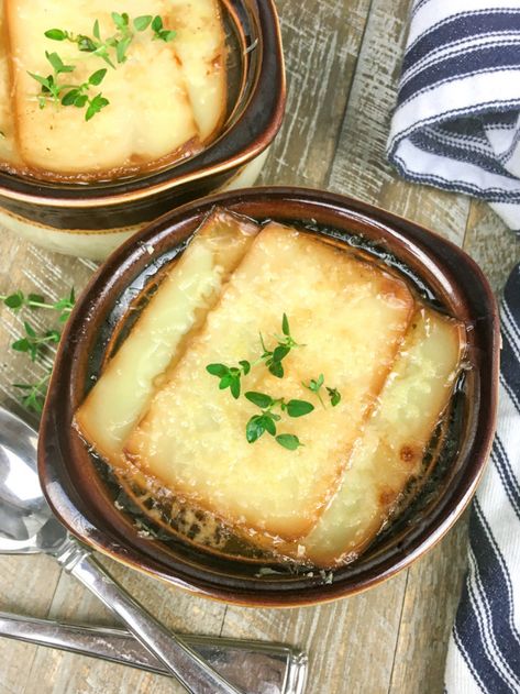 French Onion Soup Recipe (Gluten-Free) - More With Less Today Gluten Free French Onion Soup, Soup Gluten Free, Onion Soup Recipe, French Onion Soup Recipe, Onion Soup Recipes, Tasty Meat, Free In French, Weight Watchers Dinner Recipes, French Onion Soup