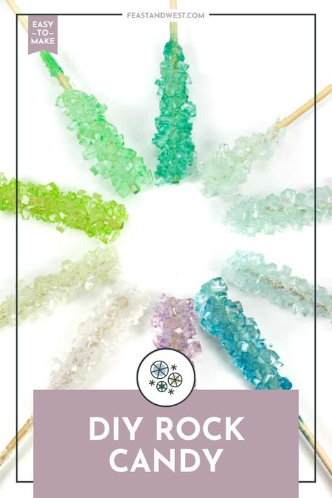 Have you ever wondered how to make rock candy? This nostalgic childhood treat is easy to make, fun to eat and doubles as a science project! Homemade Rock Candy, Rock Candy Recipe, Make Rock Candy, How To Make Rocks, Cake Push Pops, Candy Room, Nostalgic Childhood, Easy Candy Recipes, Candy Crystals