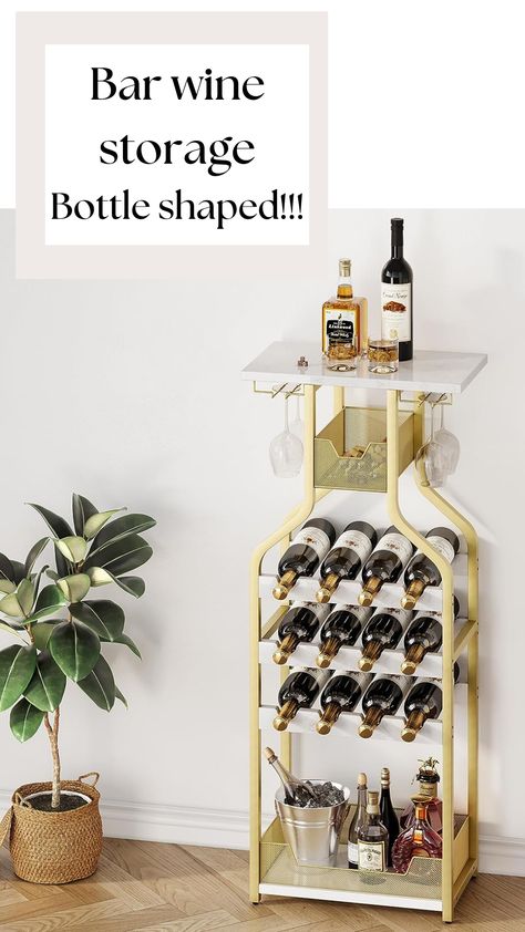 A way to transform your home into a wine lover's paradise with this item. 🍷✨ #ad This elegant and functional wine bar is creates a sophisticated atmosphere for your gatherings. Bring the charm of a wine bar to your home today! Also in grey and brown! *** This post contains affiliate links, which means I earn a small commission if you make a purchase through the link. No additional cost to you and helps support the content I share. I only recommend products that i truly believe in! ♥️ Mini Bar With Wine Rack, Bar Cart With Wine Rack, Wine Rack Amazon, Gold Wine Rack, Target Wine Rack, Red Wine Storage Bar, Kitchen Dining Living Room, Metal Wine Rack, Wine Glass Rack