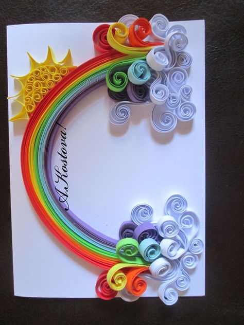 Paper Quilling Rainbow, Rainbow Quilling, Quilling For Kids, Diy Quilling Crafts, Diy With Kids, Paper Quilling Ideas, Quilling Pattern, Paper Quilling Tutorial, Paper Quilling For Beginners