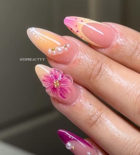 Nails Tropical, Simple Summer Nails, Hawaii Nails, Subtle Nails, Glamour Nails, Edgy Nails, Summery Nails, Girly Acrylic Nails, Cute Gel Nails