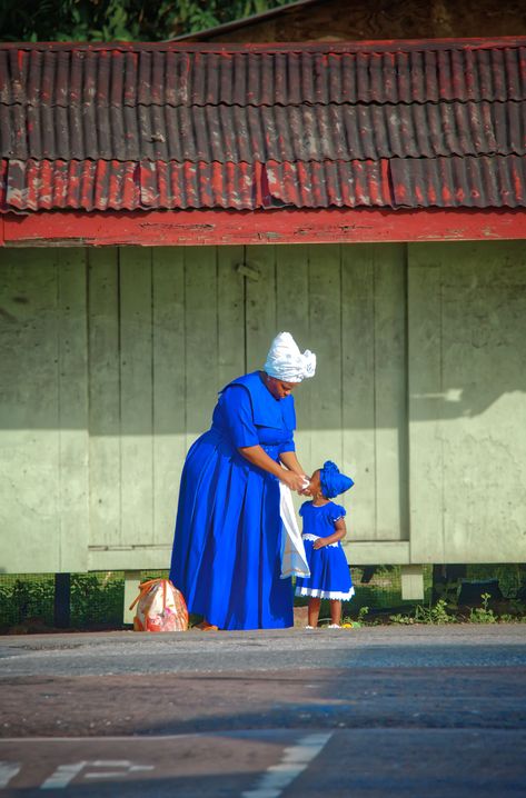 March 30 - Spiritual Baptist Liberation Day is celebrated in March. Photo by Chris Anderson Trinidad Painting, Baptist Church Outfit, Chris Anderson, Louisiana Creole, Liberation Day, African Life, Speaking In Tongues, Emancipation Day, African Traditions