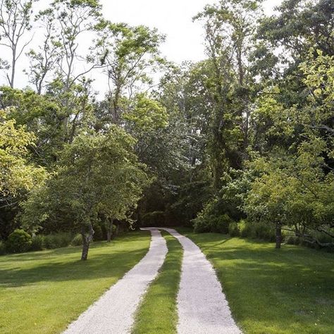 Ribbon driveways, by far the prettiest (and most environmental) option. Here: the Amagansett drive of @tiinalaakkonen. 📷 Matthew Williams. #GDhardescape #driveway Driveway Landscaping, Gravel Driveway, Long Driveways, Prairie Style, Garden Tours, Landscape Architect, Driveway, Land Scape, Garden Landscaping