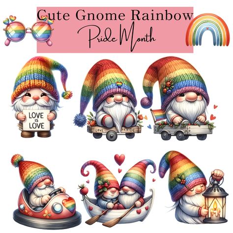 Pride Gnome, Couple Watercolor, Gnome Watercolor, Gnome Couple, Pride Png, Jan 20, Pride Flag, Pride Month, Pride Flags